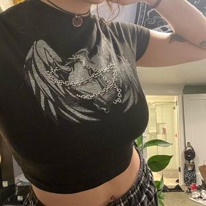 angel wing heart baby cropped top